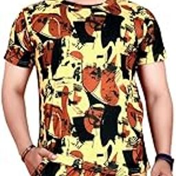 Men's Summer Soft Cotton Poly Lycra Digital Printed Casual Sleep &Lounge Wear Regular Fit Round Neck Short Sleeve T-Shirt and Shorts Pair Set with Classic Pajama Stylish Beach Nightsuit for Men-image-100