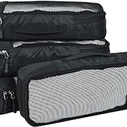 Polyester Packing Cubes/Travel Pouch/Bagpack Suitcase Organiser/Set of 4 - Slim Size - Black-12