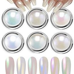 Magic White Pearl Chrome Nail Powder Solid Glitter Fairy Shell Nails Art Powder Holographic Ice Transparent Aurora Moonlight Manicure Pigment with Tool-image-98