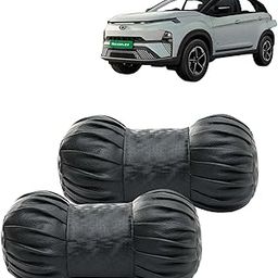 KINGSWAY® Car Accessories Neck Rest Pillows Seat Cushions for Tata Nexon EV 2023 Onwards, Car Headrest Cushion Neck Pain Relief Travel Comfort Pillow in Dumbbell Shape, Black, Pack of 2-image-20