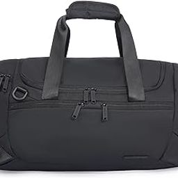 Hector Duffle Bag for Travel, Water-Resistant PU Coated Polyester Gym Bag with Separate Shoe Compartment, Quick Access Pockets, Large Capacity Sports Bag for Men & Women (29L)-Black-image-71