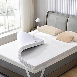 SINWEEK 2 Inch Gel Memory Foam Mattress Topper with Cooling Cover Ventilated Soft Mattress Pad, Bed Topper, CertiPUR-US Certified, Queen Size-image-6