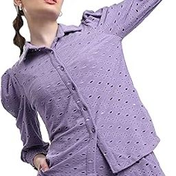 Women Regular Fit Self Design Full Sleeve Shirt-image-39