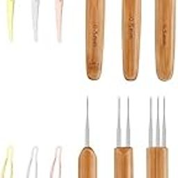LICHTS®6x Steel Crochet Micro Hook Lock Wood Handle Hair Dreadlocks Braids Needles|Clothing, Shoes & Accessories | Womens Accessories | Hair Accessories|6 Pieces Dreadlocks Crochet Hooks-image-10