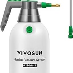 VIVOSUN 0.26gal Handheld Garden Sprayer, 1L Pump Sprayer, 34oz Water Spray Bottle with Safety Valve, Adjustable Nozzle, Extended Spray Rod & Additional Seals, Ideal for Watering, Fertilizing, Cleaning-image-43