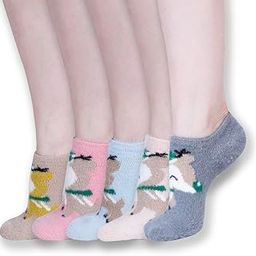 Anti-Slip No Show Low Cut Loafer Woollen Socks For Women's In (Pack of 5)-image-44