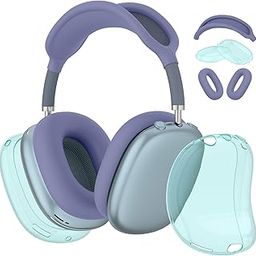 Tobfit Silicone Case Cover for AirPods Max Headphones, Soft Clear TPU Anti-Scratch Ear Pad/Ear Cups/Headband Cover for AirPods Max, Sweat-Proof Transparent Protector Accessories,Light Blue-image-64