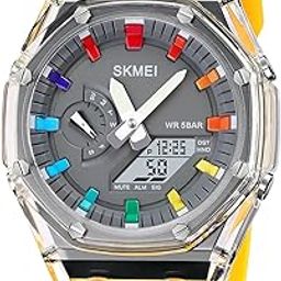 Men Watch Dual-Display Electronic Watch with Luminous 50m Waterproof Watch Fashion Mutifunctional Sports Watch for Men- 2100-55