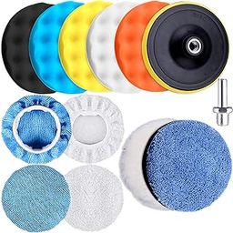 SIQUK 13 Pieces Buffing Pads 7 Inch Car Polishing Pad Kit Foam Wax Polisher Pads Car Buffer Attachment for Drill-picture-4