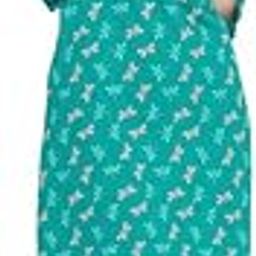 Women's Cotton Graphic Print Short Nightdress with Pocket in Teal Blue-image-68