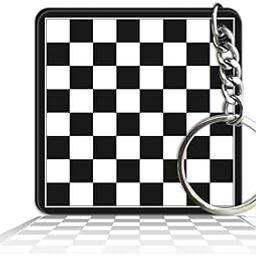 Printed Square Keyring Keychain for Bag Wallet Purse Bike Car Cycle Lock Key House Keys D - Chess Board Black W-46