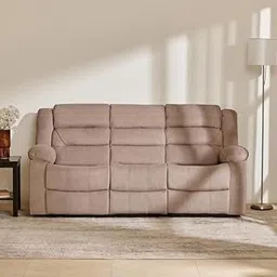 Home Centre 3 Seater Cairo Fabric Recliner| Fabric Recliner| (Beige) |2 Year Warranty-picture-9