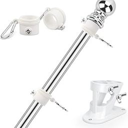 Loretoy Flag Poles for Outside House, 5ft Flag Pole with Bracket and Rings, Stainless Steel Wall Mounted Flag Pole Kit for House Yard Garden Outdoor Residential or Commercial (Silver)-image-35
