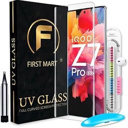 FIRST MART Tempered Glass for iQOO Z7 Pro 5G with Edge to Edge Full Screen Coverage and Easy UV Glue Installation Kit and Cable Protector, Pack of 1-28