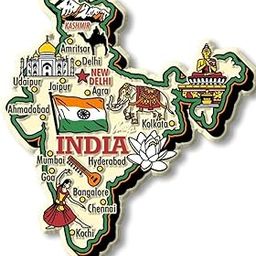 Decorative India Map Wall Art with Cultural Symbols, Travel Souvenir Fridge Magnet-image-52