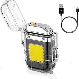 SHREE VALLV Waterproof Portable Mini LED Flashlight & Lighter | USB Rechargeable Keychain Light | Outdoor Camping Emergency LED Light | Electric Lighter | Transparent Body | Windproof & Flameless.-13