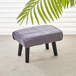 ATOZ WOOd Decoration Round Shape Stool Puffy Ottoman Modern Footrest Dressing Stool Iron Side Table with Metal Leg for Sitting Office Home Decor and Kids (Grey)-image-23