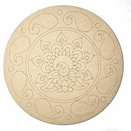 Adikala MDF Peacock With Mandala Engraved Design for DIY | Art Decor | for Decorations, Festival Gift, Wedding Decorations 12.inch-Set Of 2-25