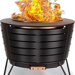 TIKI Brand 25 Inch Stainless Steel Smokeless Fire Pit - Includes Wood Pack and Cloth Cover-image-52
