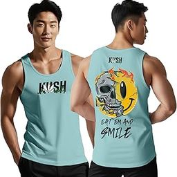 Funky Skull Printed Cotton Tank Top Vest for Men-image-58