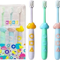 FunBlast Kids Toothbrush Cute Tooth Brush, Pack of 3 Pcs, PBT Soft Bristles Toothbrush For 3-6 Years Old Children, Manual Toothbrush for Kids - Multicolor-85