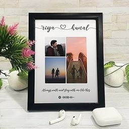 Ritwika's Personalized Pictures Collage Photo Frame With Customizable Spotify Song And Photos Of Your Choice | Plaque For Your Loved Ones | Size Starts From 7.5 x 9.5 Inch, Set of 1-19
