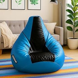 COSAAK 2XL Premium Leathertte Beans Bean Bag Cover Without Beans Durable & Stylish Covers for Machine Washable | Perfect for Home & Office - 2XL Size (Multicolor) (Aqua & Black, XXL, Solid)-image-46