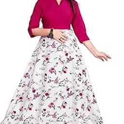 Grils Crepe Collar Neck Full Lenth Gown-43