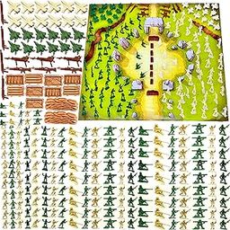 Mini Gifts - Army Toy Set, Military Figure Set Toy for Kids with 88 Army Men, 20 Fighting Jet, 10 Guns, 6 Small Box, 2 Wall, 2 Flag and 1 Foldable Map (90cm X 90cm)-17