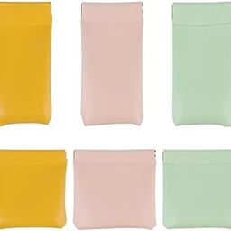 Quarter Rainbow 6 Pcs Small Makeup Bag for Purse, Snap Closure Organizer Pouch, Portable No Zipper Self-Closing Pouches for Travel Storage Bag Mini Pu Leather Pouches For Cosmetics Headphones Jewelry,-30