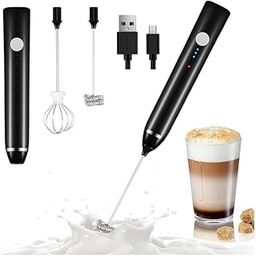 ROUMYKS Milk Frother Handheld USB Rechargeable Electric Foam Maker for Coffee, Cappuccino, Egg Mix, 2 Whisks for Coffee, Frother(Milk Frother-P)-62