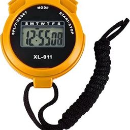Digital Sports Stopwatch Timer Stopwatch Large Display Interval Training Timer Outdoor Split Stop Watch Lap Timer Digital Calendar Alarm Clock Referee Watch for Training Swimming Running(Yellow)-image-80
