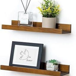 Jdav Floating Wall Shelf, 16 x 5 x 2 inches, Wooden Display Ledge, Set of 2, Brown-image-15