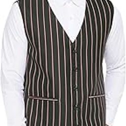 Cotton Poly Red Striped Waist Coat for Men (Green)-image-69