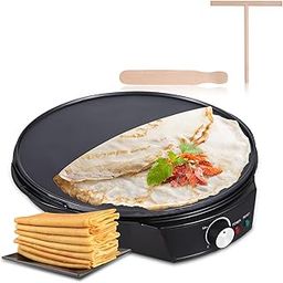 F FABOBJECTS® 11 Inches Electric Crepe Maker 1200W 50-210 Celsius Degree Temperature Control Non-Stick Pancake Griddle for Roti Tortilla Blintzes Includes Wooden Spatula and Batter Spreader-picture-3