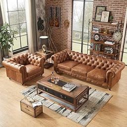 Gaimrao ! Modern Classic 3 +1 = 4 Seater Chesterfield Sofa Set Luxury Engineered Wood, Fabric Leatherette & Valvet | Modern Classic Sofa for Home Living Room & Office (TAN Brown)-image-39