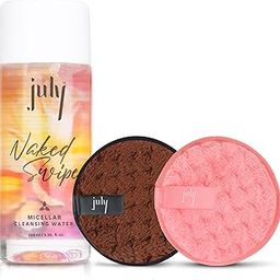 July Micellar Cleansing Water 100ml With Makeup Remover Pad (Pink & Brown, Big) | Makeup Remover Cleanser | No Rinse | Removes Daily Stubborn Makeup, Waterproof Makeup, SPF & Impurities | All Skin Types-24