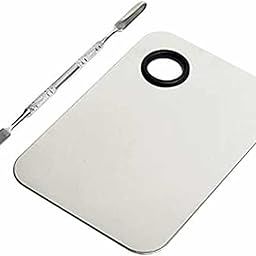 Stainless Steel Professional Beauty Salon Color Cream Cosmetic Mixing Makeup Palette, Spatula Makeup Artist Nail Art Tool (Silver)-22