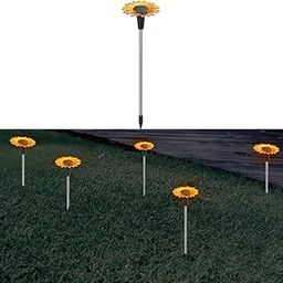 Hardoll Sunflower Shaped Solar Lights Outdoor Waterproof, Warm White Decorative Solar Light for Garden, Home & Pathway, Solar Lamp for Lawn, Patio & Decoration(Pack of 1)-10