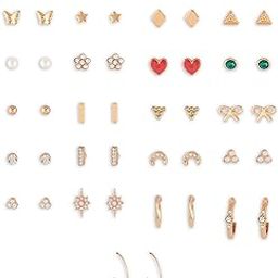 Set of 25 Gold Tone Classy Contemporary Studs & Hoop Earrings For Women-ZPFK14668-image-86