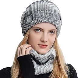 PALAY® Beanie Cap for Women Fleece Lined Winter Hat with Neck Warmer Scarf for Women Girl Fashion Knit Warm Winter Cap Scarf Set-picture-18