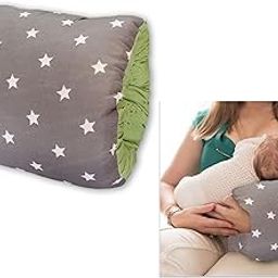 Synlark® Cozy Nursing Baby Arm Pillow for Cradle Gift for Novice Mothers: Head Support Pillow Anti-Spitting Breastfeeding and Bottle Feeding Nursing Arm Pillow (Star-Grey)-image-60
