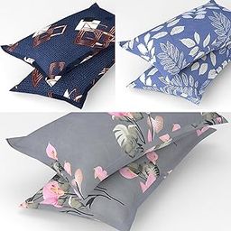 VAS COLLECTIONS® 105 TC Premium Cotton King Size Printed Design Pillow Cover -20"X30" Inches,Set of 6 Pieces, Multicoloured,-14