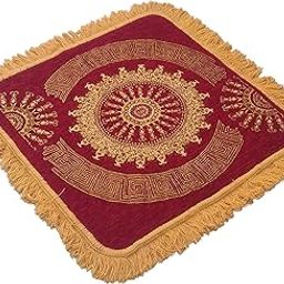 JAW Premium Chenille Velvet Multipurpose Decorative Sitting Prayer Square Mat/Aasan/Pad/Sedge For Pooja, Yoga, Dinner (Size 2 Ft X 2 Ft) (Maroon)-20