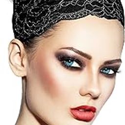 Beige White Vintage Lace Headband Shabby Chic Floral Lace Gold Lurex Scallop Edge (Beige gold lurex)-image-46