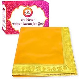 Bhakti Lehar (20 x 40 Inch) Large Size Plain Orange Velvet Pooja Aasan Cloth for God Idol Sitting, Puja Chowki, Temple Shelf, Ganesh Baithak and Home Mandir Decoration - Pack of 1-15