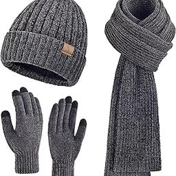 Womens Winter Beanie Hat Scarf Touchscreen Gloves Set Knit Warm Skull Caps Long Neck Scarves for Women Men-image-29