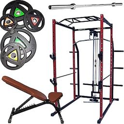 GAMMA FITNESS Steel Power Rack with Lats Pull Down Adjustable Bench, 50 Kg Olympic Handle Plates, 7 Feet Olympic Rod Package for Home Gym PRP-27-picture-18