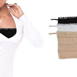 Regular Women's Cotton Clip-On Mock Lace Camisole Cami Secret (Black, White, Beige, Free Size)- Set Of 3-picture-16