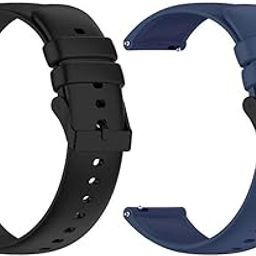 AONES 22mmPack of 2 Silicone Classic Belt Watch Strap Compatible for Goqii Smart Vital Ultra Metal Buckle Smartwatch Band-picture-27